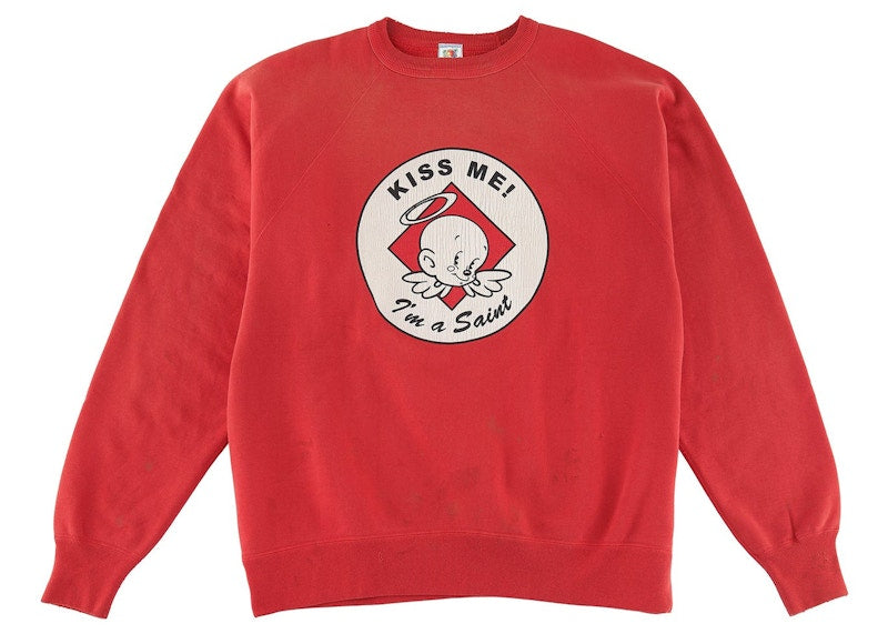 Saint Mxxxxxx Kiss Me Crewneck Sweatshirt Vintage Red