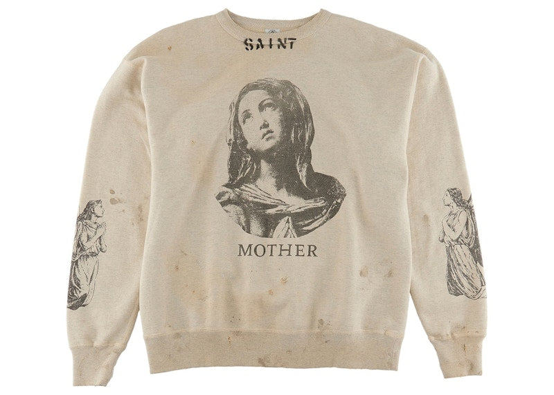 Saint Mxxxxxx Mother Crewneck Sweatshirt Vintage Grey