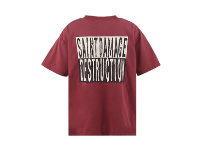 Saint Mxxxxxx ? Short-Sleeve Damage and destruction T-shirt Burgundy