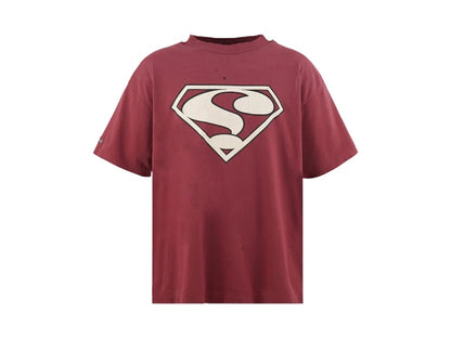 Saint Mxxxxxx ? Short-Sleeve Damage and destruction T-shirt Burgundy