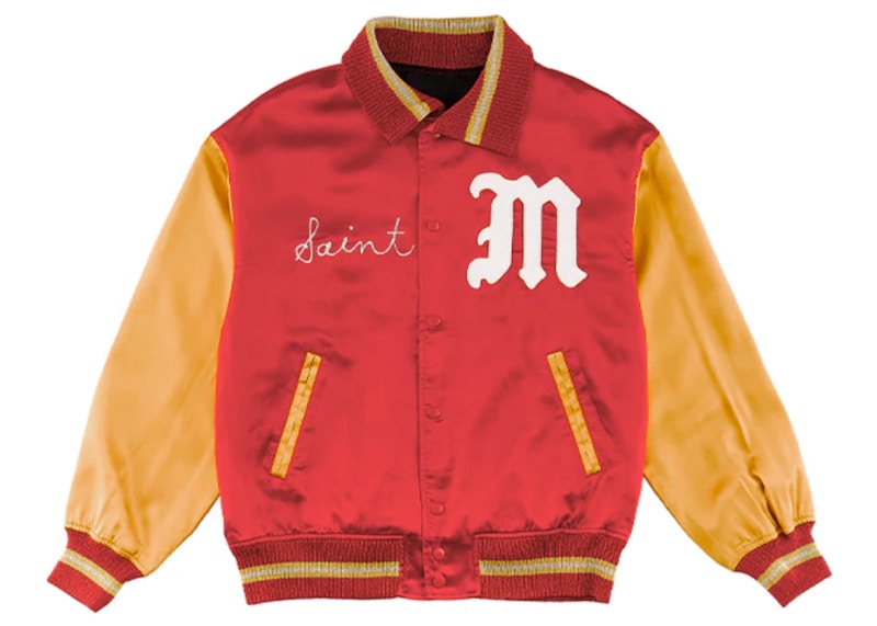 Saint Mxxxxxx Varsity Jacket Red Yellow