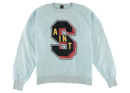 Saint Mxxxxxx x Denim Tears Crewneck Sweatshirt Vintage Light Blue