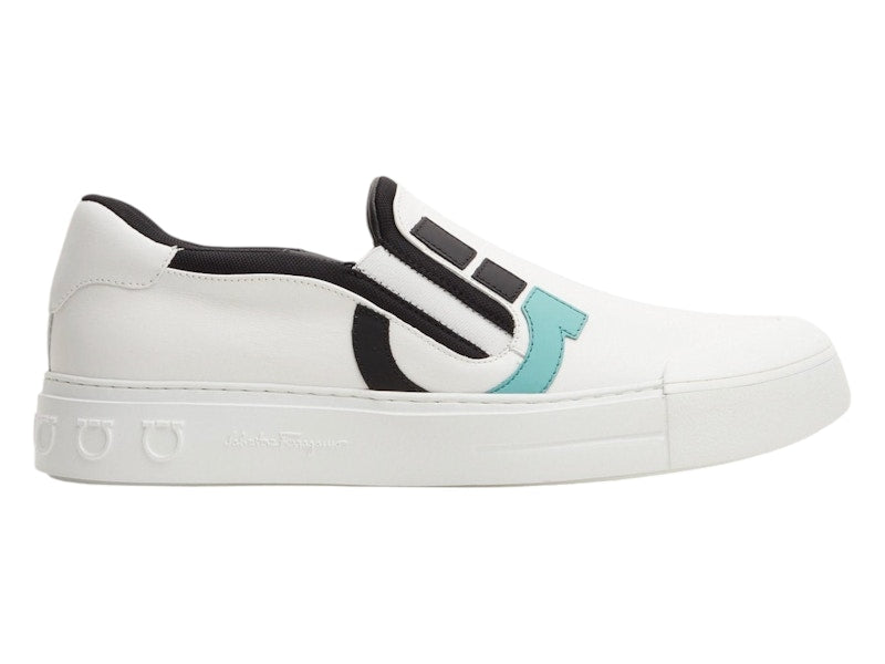 Salvatore Ferragamo Marine Slip On Sneaker White Black Blue