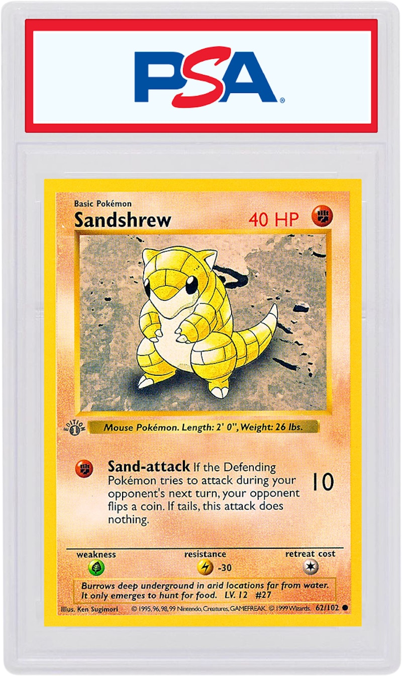 Sandshrew 1999 Pokemon TCG Base Set 1st Edition #62/102 (PSA or BGS Graded)
