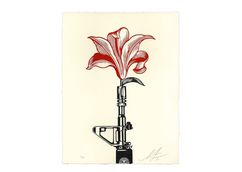 Shepard Fairey AR-15 Lily Letterpress Print (Signed, Edition of 450)