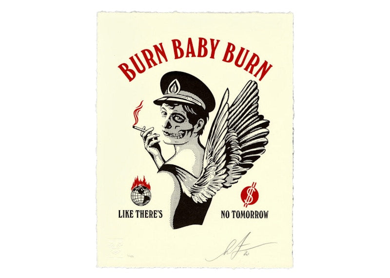 Shepard Fairey Burn Baby Burn Letterpress Print (Signed, Edition of 450)