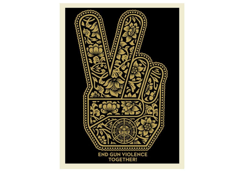 Shepard Fairey End Gun Violence Together Peace Finger Print (Signed, Edition of 550)
