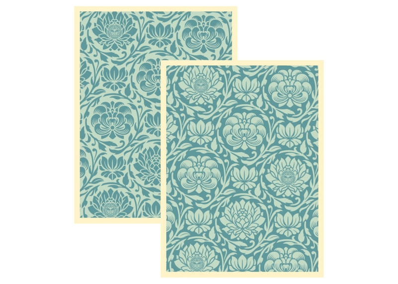 Shepard Fairey Floral Harmony Light Blue Yin & Yang Print Set (Signed, Edition of 100)