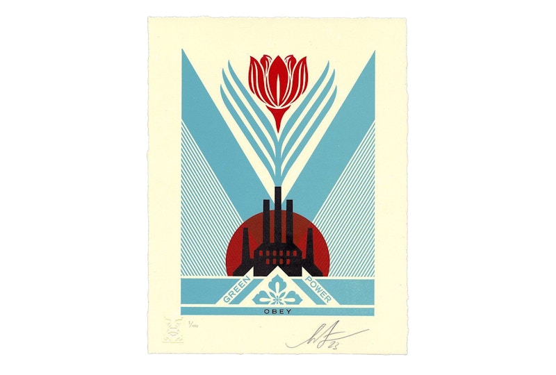 Shepard Fairey Green Power Factory Letterpress Print (Signed, Edition of 450)
