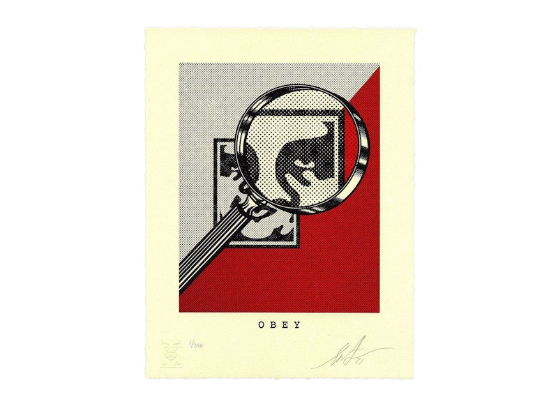 Shepard Fairey Obey Magnifying Glass Letterpress Print (SIgned, Edition of 350) Red
