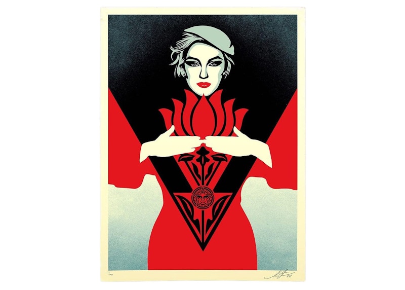 Shepard Fairey Obey Noir Flower Women Print (Signed, Edition of 400) Red