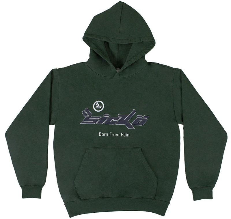 Sicko Pain Hoodie Camo Green