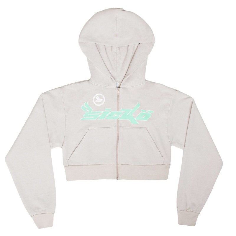 Sicko Pain Women's Cropped Zip Up Cement