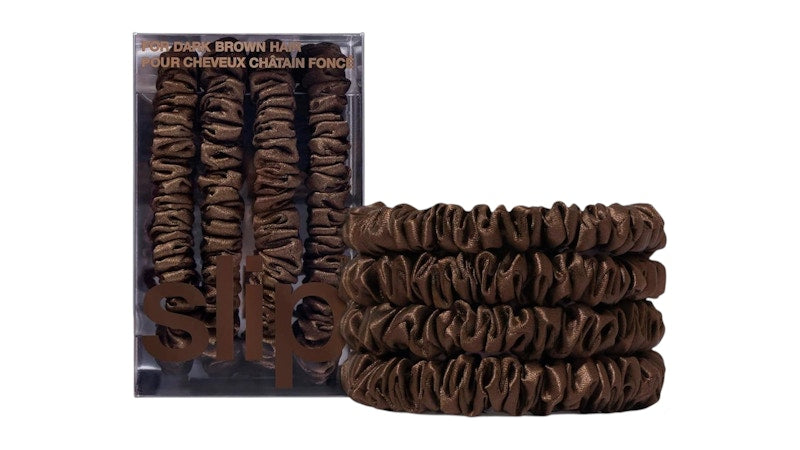 Slip Skinny Elastic Scrunchies Set (Set Of 4) Dark Brown
