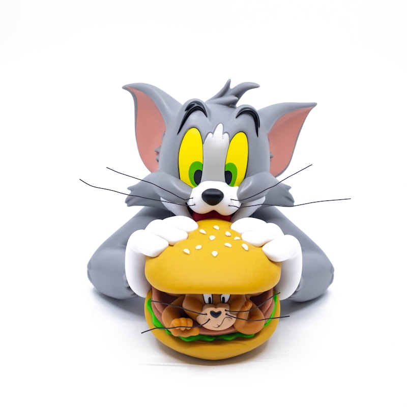 Soap Studio Tom and Jerry Burger Vinyl Bust Toy Grey