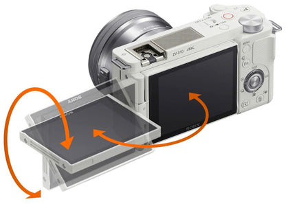 Sony Alpha ZV-E10 Mirrorless Vlog Camera (with 16-50mm Lens) ILCZVE10L/W White
