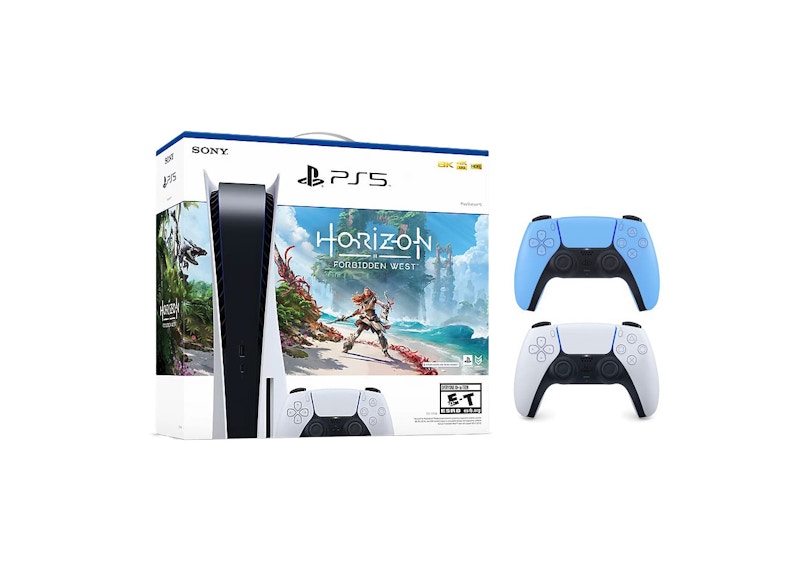 Sony Playstation 5 PS5 Horizon Forbidden West Blu-Ray Console with Extra DualSense Wireless Controller Bundle (US Plug) 1000032115/1000032000-3006394 Starlight Blue