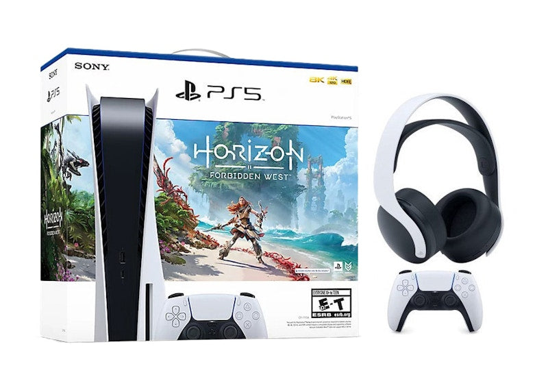Sony Playstation 5 PS5 Horizon Forbidden West Blu-Ray Console with PULSE 3D Wireless Gaming Headset 1000032115/1000032000-3005688 White