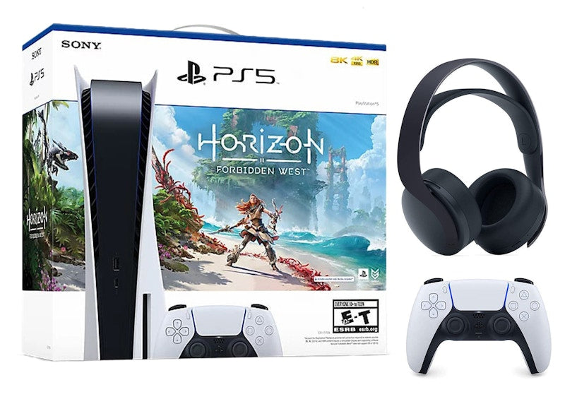 Sony Playstation 5 PS5 Horizon Forbidden West Blu-Ray Console with PULSE 3D Wireless Gaming Headset 1000032115/1000032000-3006397 Black