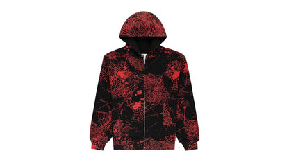 Sp5der AOP Web V2 Zip Up Hoodie Black