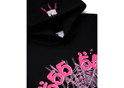 Sp5der Angel Number Hoodie Black