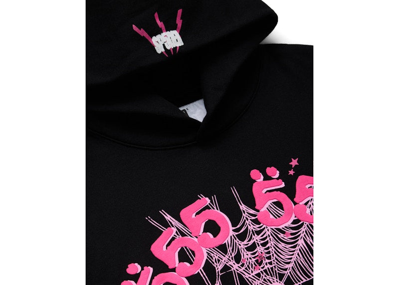 Sp5der Angel Number Hoodie Black