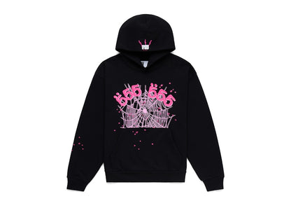 Sp5der Angel Number Hoodie Black