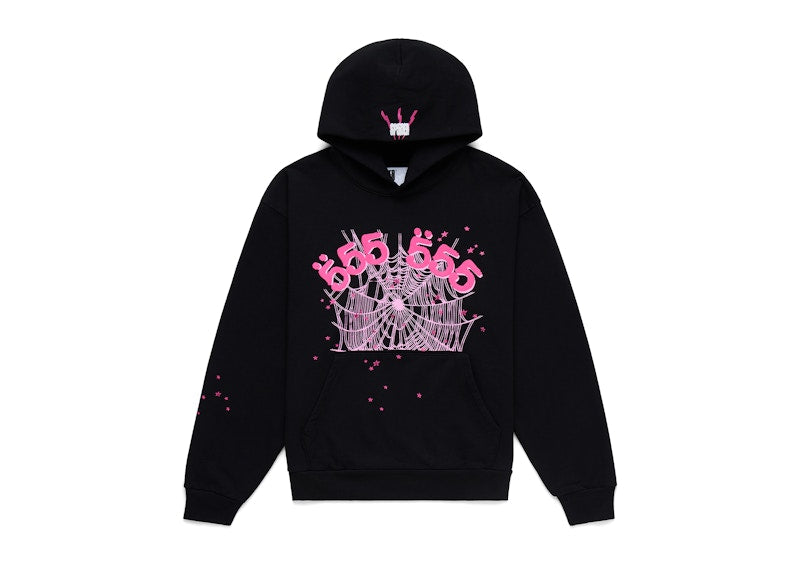 Sp5der Angel Number Hoodie Black