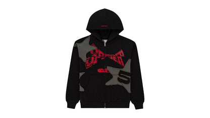 Sp5der Big Star Full Zip Hoodie Black