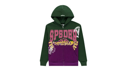 Sp5der Campers Field Zip Up Hoodie Green
