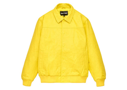 Sp5der Debossed Web Leather Jacket Yellow