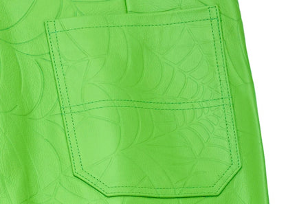 Sp5der Debossed Web Leather Pant Green
