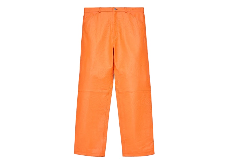 Sp5der Debossed Web Leather Pant Orange