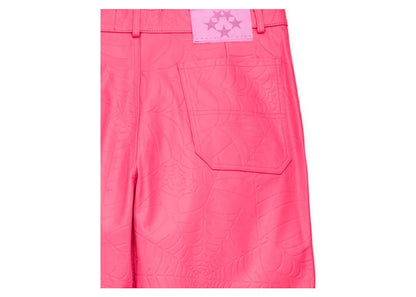 Sp5der Debossed Web Leather Pant Pink