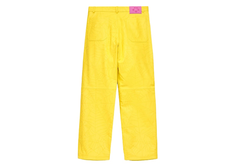 Sp5der Debossed Web Leather Pant Yellow