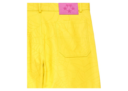 Sp5der Debossed Web Leather Pant Yellow