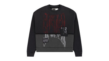 Sp5der Diffused Collegiate Crewneck Black