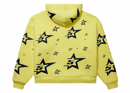 Sp5der Double Layer 5 Star Zip Hoodie Yellow