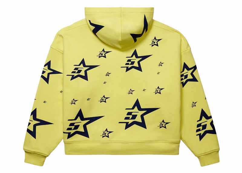 Sp5der Double Layer 5 Star Zip Hoodie Yellow