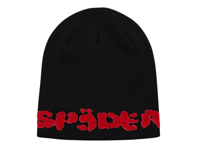Sp5der Fuzzy Logo Mohair Beanie Black