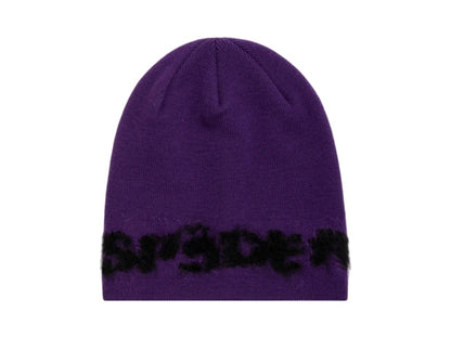 Sp5der Fuzzy Logo Mohair Beanie Purple