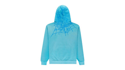 Sp5der Heavy Web Hoodie Cyan