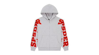 Sp5der MX555 Zip Hoodie Heather Grey
