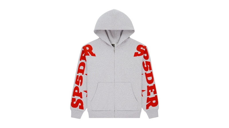 Sp5der MX555 Zip Hoodie Heather Grey
