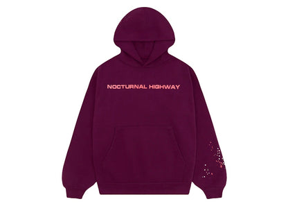 Sp5der Nocturnal Highway Hoodie Burgundy