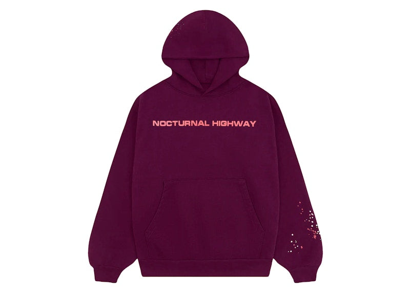 Sp5der Nocturnal Highway Hoodie Burgundy