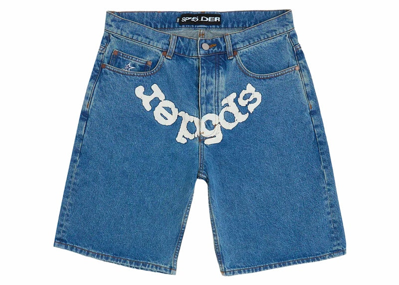 Sp5der OG Logo Denim Short Blue Denim