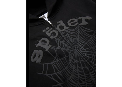 Sp5der OG Web V2 Phantom Zip Up Hoodie Black