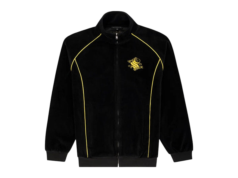 Sp5der Outline Velour Track Jacket Black