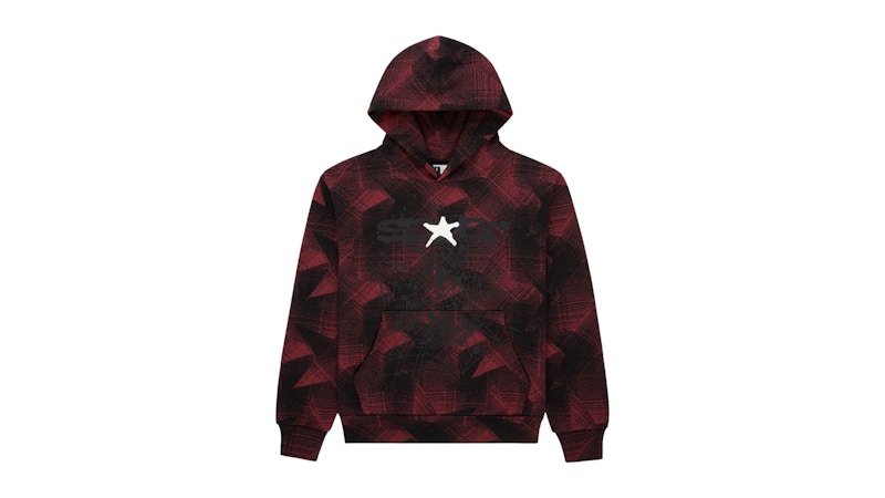 Sp5der Plaid Splatt Hoodie Black